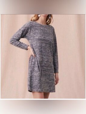Lou & Grey Long Sleeve Heathered Gray Mini Dress Size XS